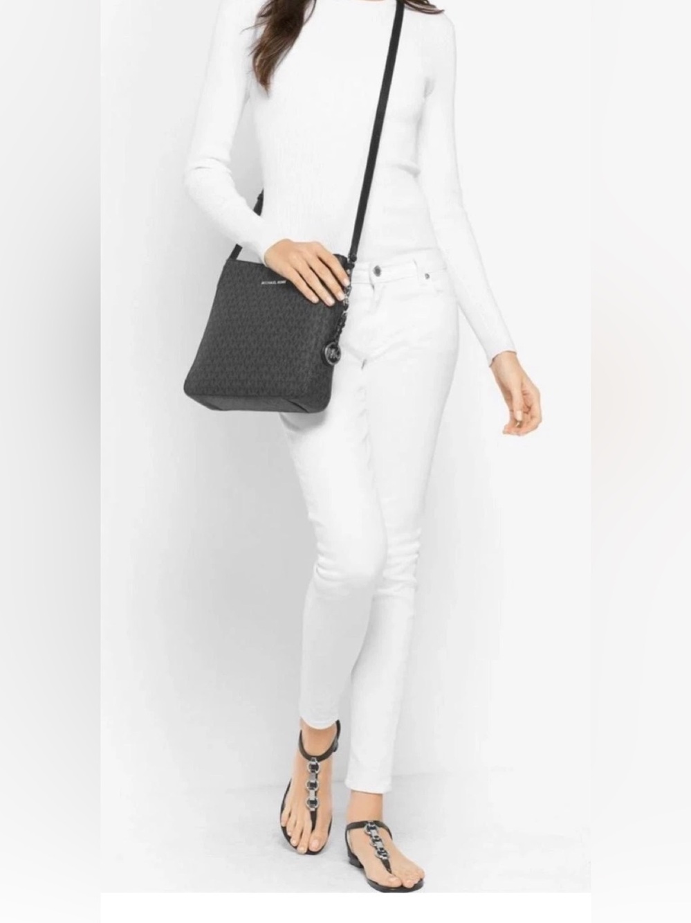 Michael Kors Messenger Crossbody Bag Black Jet Set Travel Large Logo (bags16)